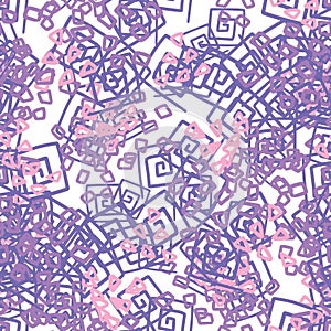 Fantasy messy freehand doodle geometric shapes seamless pattern. Infinity scribble abstract card, layout. Creative