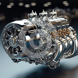 Fantasy Meticulous auto engine disassembly: a comprehensive visual journey, intricate components, gears, pistons