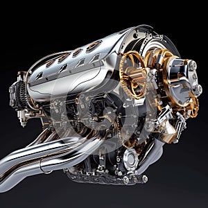 Fantasy Meticulous auto engine disassembly: a comprehensive visual journey, intricate components, gears, pistons