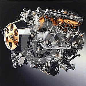 Fantasy Meticulous auto engine disassembly: a comprehensive visual journey, intricate components, gears, pistons