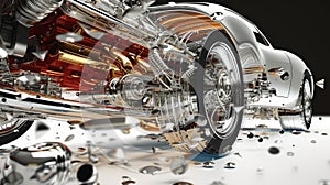 Fantasy Meticulous auto engine disassembly: a comprehensive visual journey, intricate components, gears, pistons