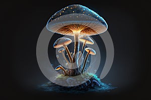 Fantasy mushrooms illustration. Generative AI