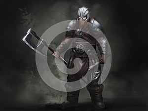 Fantasy Norse Viking. Warrior Character Design. Realistic Illustration