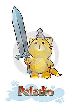 Fantasy Paladin Kitten - digital illustration photo