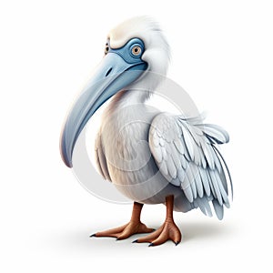 Fantasy Pelican: Cute And Fluffy Cartoon Character With A Long Beak