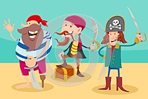 Fantasy pirate characters cartoon illustration