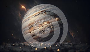 Fantasy planet in space with stars and nebula. 3d rendering