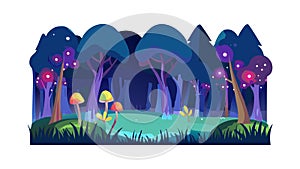 Fantasy Purple Forest with Magic Trees, vector design Generative AI