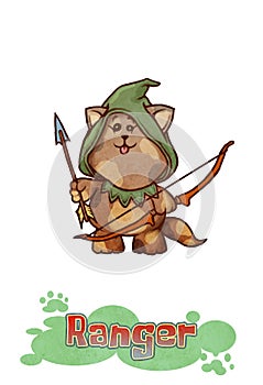 Fantasy Ranger Kitten - digital illustration