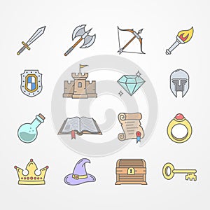 Fantasy role play PC game vector set