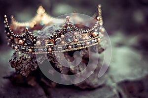 Fantasy royal crown, fairytale precious jewellery.