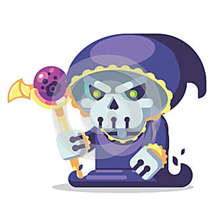 Fantasy RPG game Game Character monsters and heros Icons Illustration. evil necromancer skeleton lich