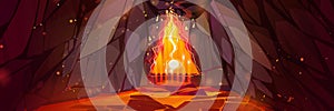 Fantasy rpg game volcano cave portal background