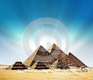 Fantasy scene of giza pyramids