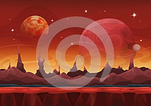 Fantasy Sci-fi Martian Background For Ui Game