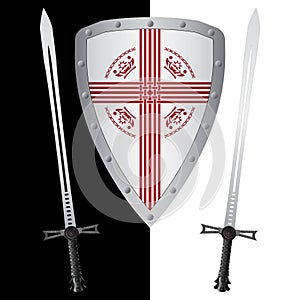 Fantasy shield and swords