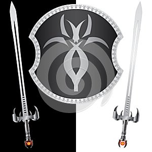 Fantasy shield and swords