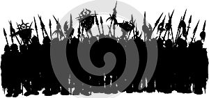 Fantasy silhouette of medieval army