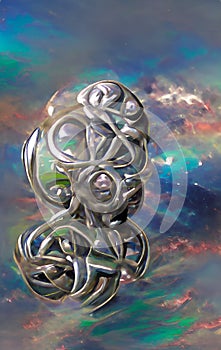 Fantasy silver artefact - abstract digital art