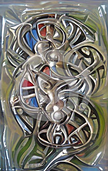 Fantasy silver artefact - abstract digital art