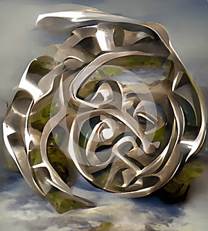 Fantasy silver artefact - abstract digital art