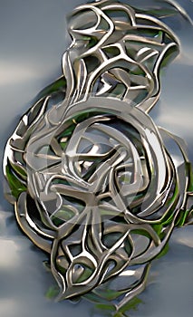 Fantasy silver artefact - abstract digital art