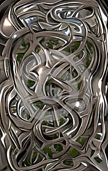 Fantasy silver artefact - abstract digital art