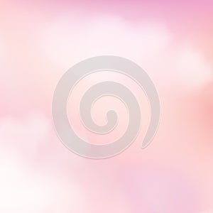 Fantasy Sky Background with Cute Pastel Colours in Realistic Style. Pink Clouds. Baby Unicorn Wallpaper. Vector Illustration