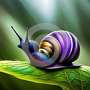 Fantasy Snail with a Purple Shell