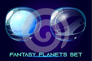 Fantasy space planets set for ui galaxy game.