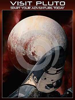 Fantasy space poster to visit pluto