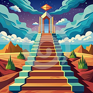 Fantasy Stairway In Clouds