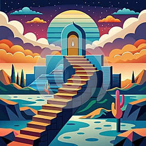 Fantasy Stairway In Clouds