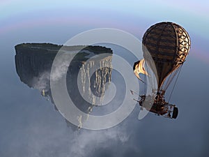 Fantasy Steampunk Floating Island Balloon