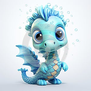 Fantasy Style Little Cute Seahorse In 3ds Max - White Background