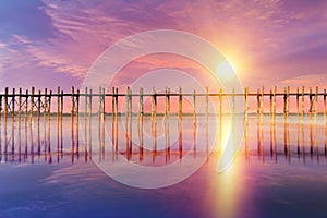 Fantasy sunset over U Bein Bridge in Myanmar