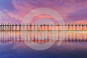 Fantasy sunset over U Bein Bridge in Myanmar