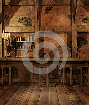 Fantasy tavern interior photo