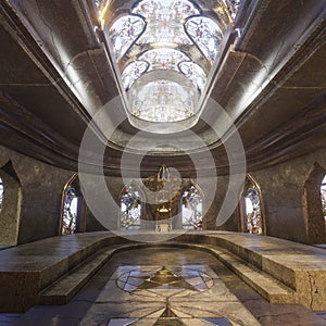 Fantasy Temple Interior With Majestic Pillars And Arches