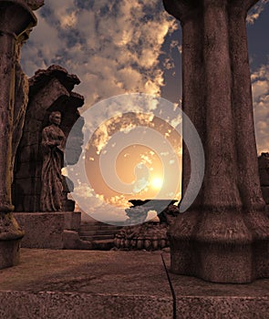 Fantasy temple ruins