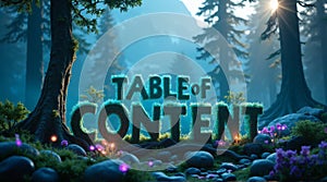 Fantasy Mossy 3D Table of Content in Forest
