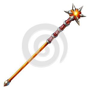Magic wizard staff on white background