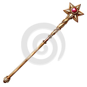 Magic wizard staff on white background