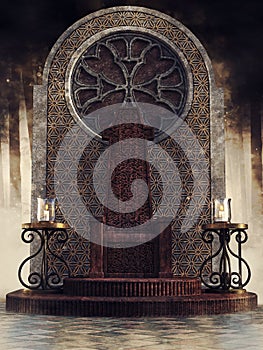 Fantasy throne room with ornaments