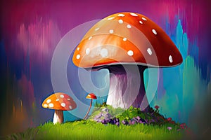 Fantasy toadstool mushroom growing in magical forest