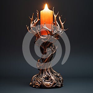 Fantasy Tree Candle Holder: Hyper-detailed, Mysterious And Mythological