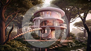Fantasy Tree Haus. A Whimsical Haven in the Embrace of Enchanted Nature