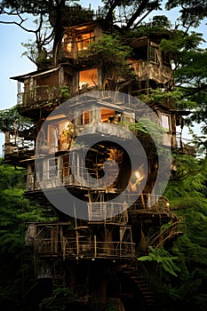 Fantasy tree house. Fairytale fantasy landscape, tree house