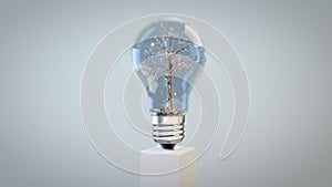 Fantasy tree turning inside of a lightbulb, green energy, seamless loop, Luma Matte