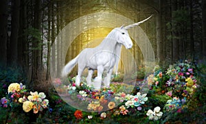 Fantasy Unicorn, Horse, Woods, Forest